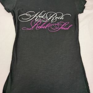 Kid Rock Rebel Soul Tee Shirt Blouse with Cap Sleeves Medium